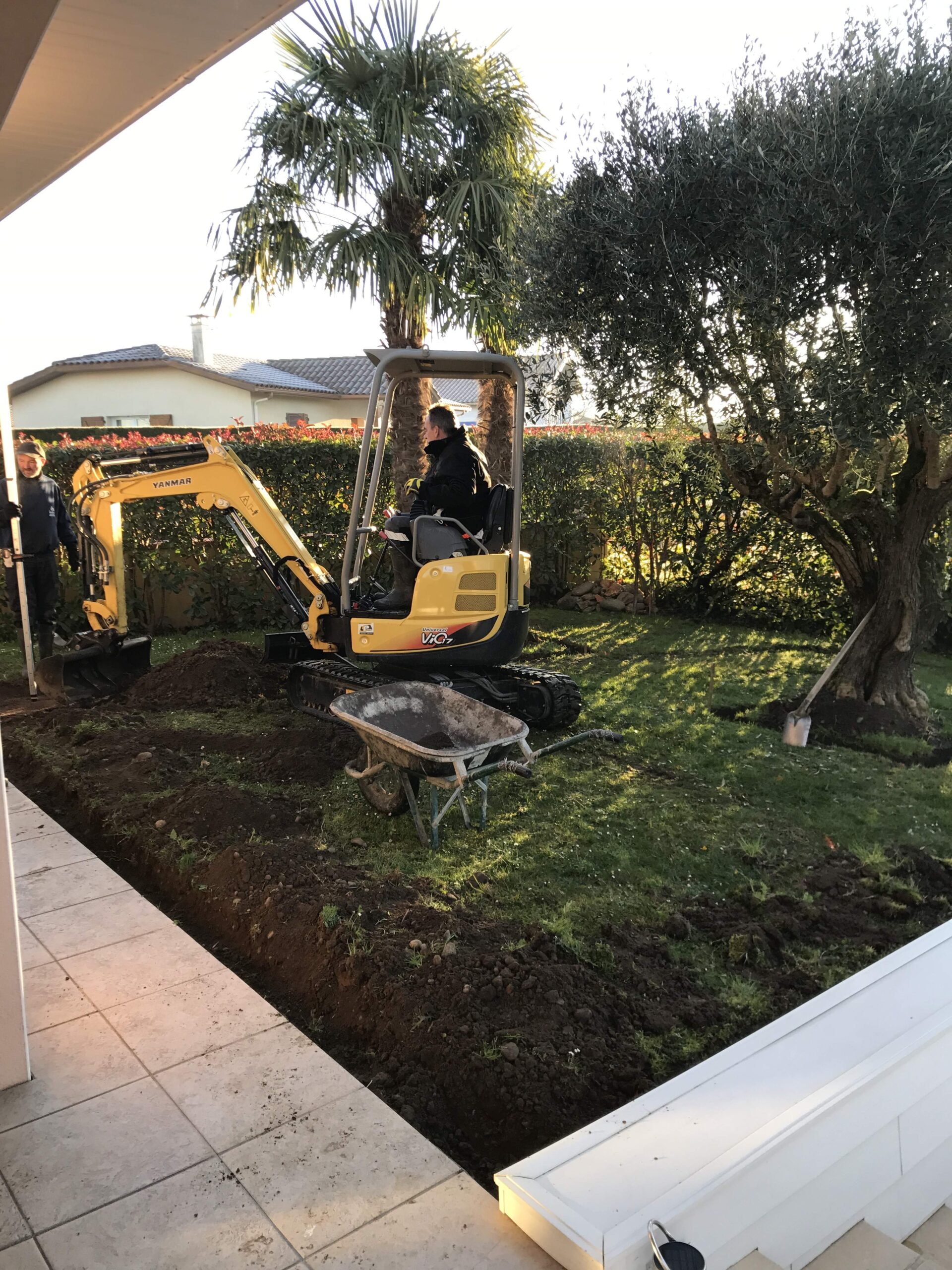 Création d'une terrasse en pavé granit à Orthevielle